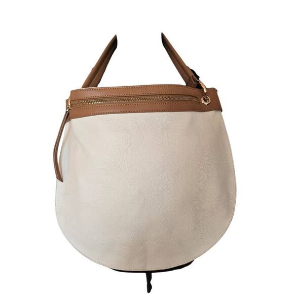 Sondra Roberts Squared Womens Vegan Leather Hobo Shoulder Bag White Tan OS - Picture 4 of 11
